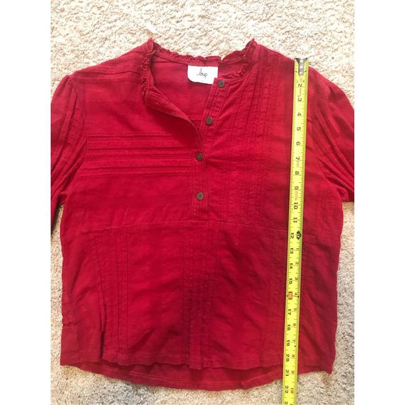 Loup Anthropologie Red Windowpane Button Blouse, 100% Cotton Top, Size Medium - Picture 7 of 7